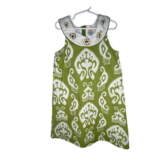GYMBOREE LITTLE GIRLS GREEN COTTON RHINESTONE EMBELLESHED DRESS SZ 10